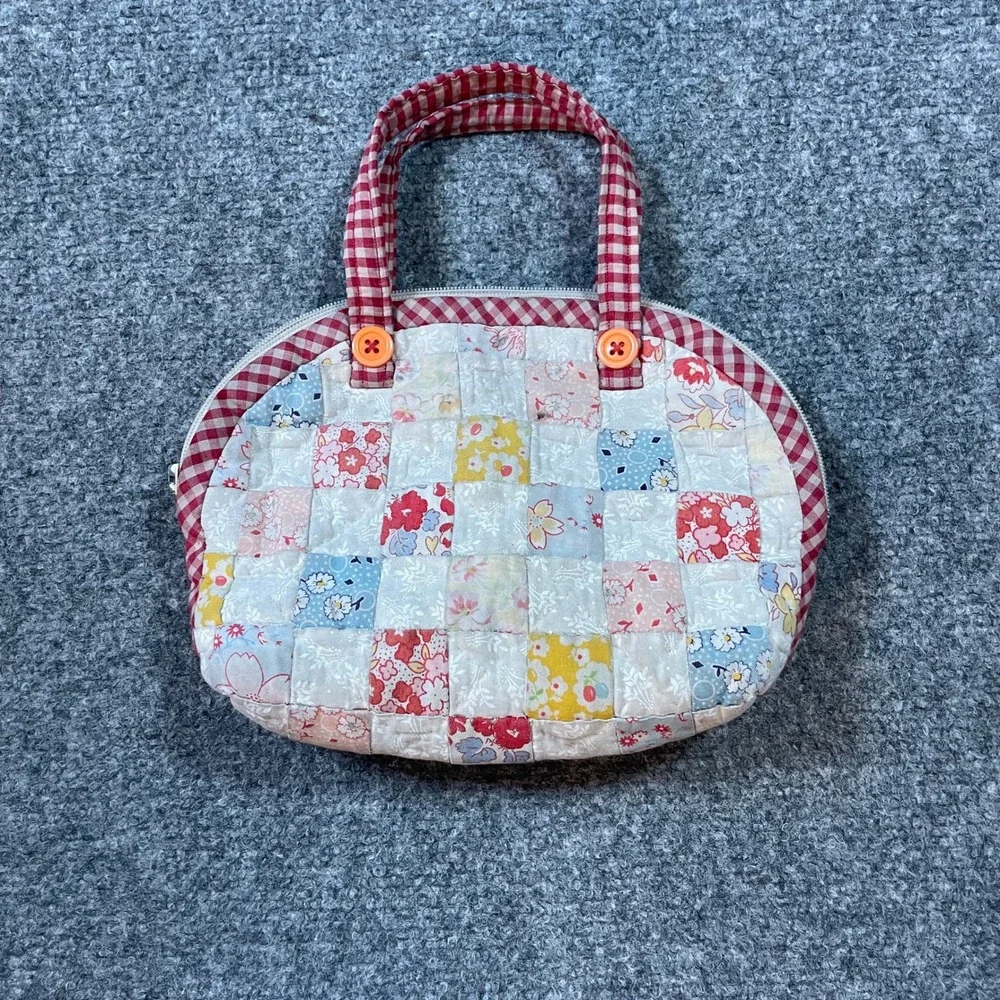 Handmade Patchwork Handbag Women Small Multicolor Sunbonnet Sue Quilted Gingham